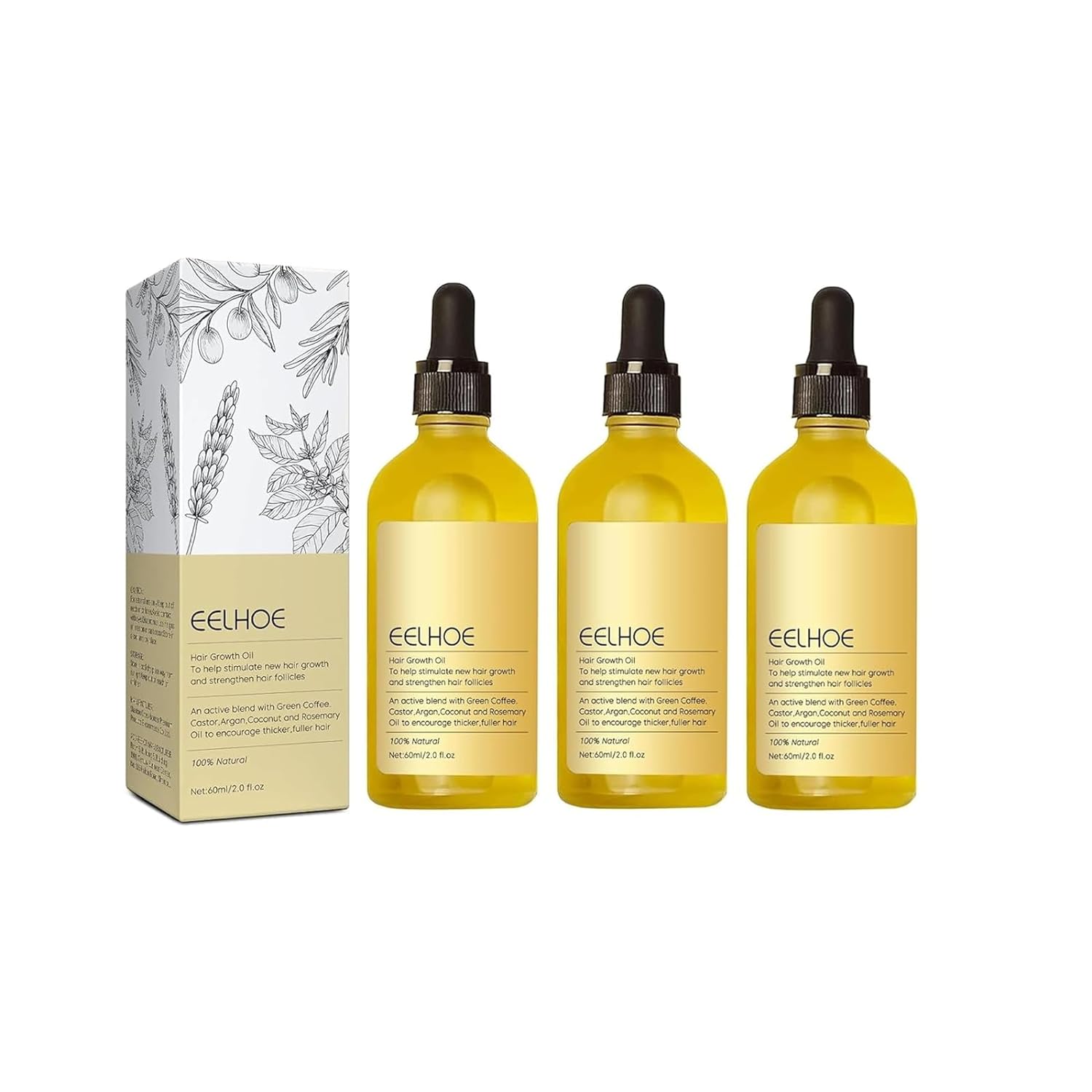 180ML Veganic Natural Hair Growth Oil, Veganic Hair Oil,Carvenchi Natural Hair Gro, Rosemary Oil for Hair Growth Organic, Rosemary Hair Growth Oil for Dry Damaged Hair and Growth Thin Hair (60ml*3PCS)